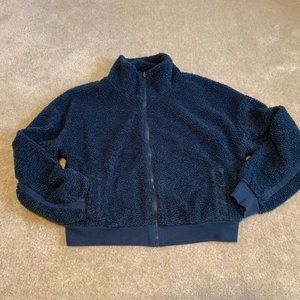 Blue Cropped Teddy Jacket